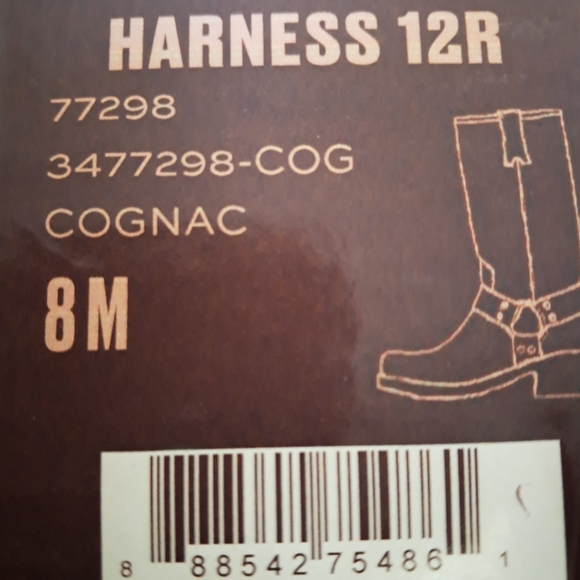 NIB Frye Women's Cognac 12R Harness Leather Boots - Picture 6 of 6